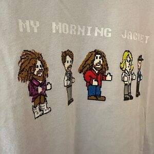 Men’s Large My Morning Jacket Grey T-Shirt with Pixel Art